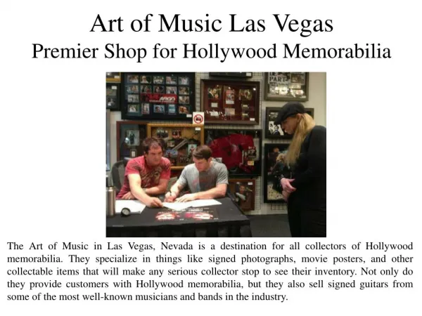 Art of Music Las Vegas - Premier Shop for Hollywood Memorabilia