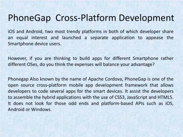 PhoneGap Cross-Platform Development India