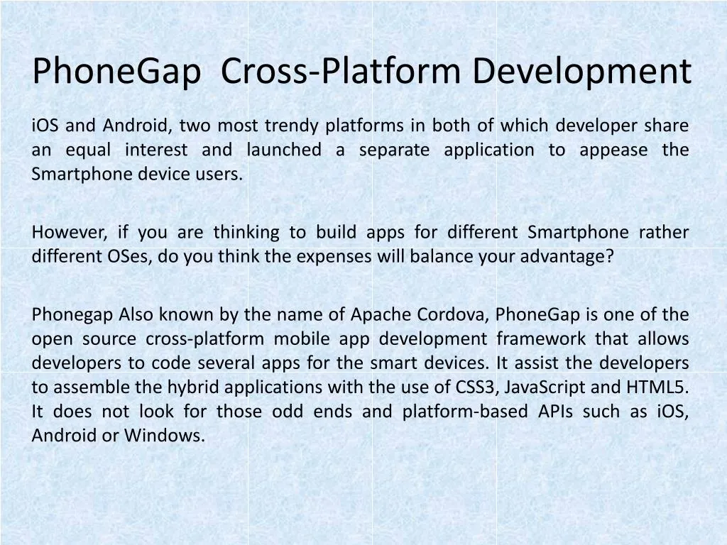 phonegap cross platform development