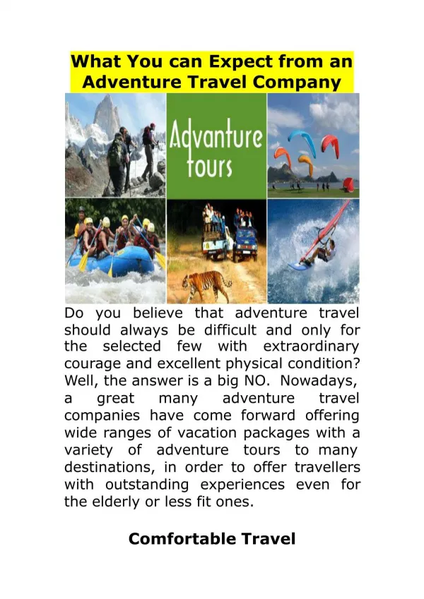 What You can Expect from an Adventure Travel Company