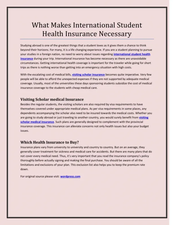 What Makes International Student Health Insurance Necessary