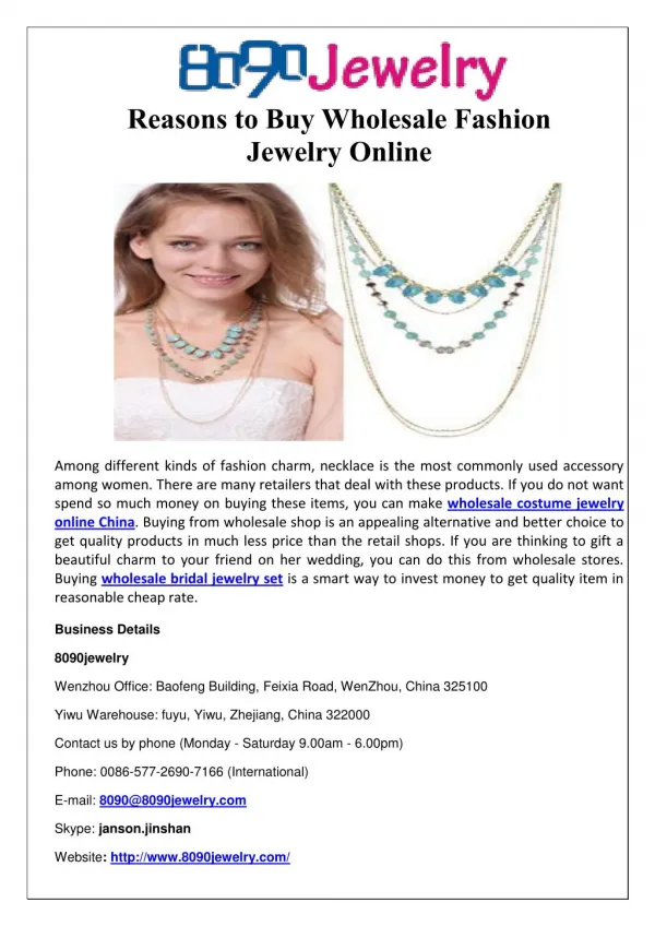 Reasons to Buy Wholesale Fashion Jewelry Online