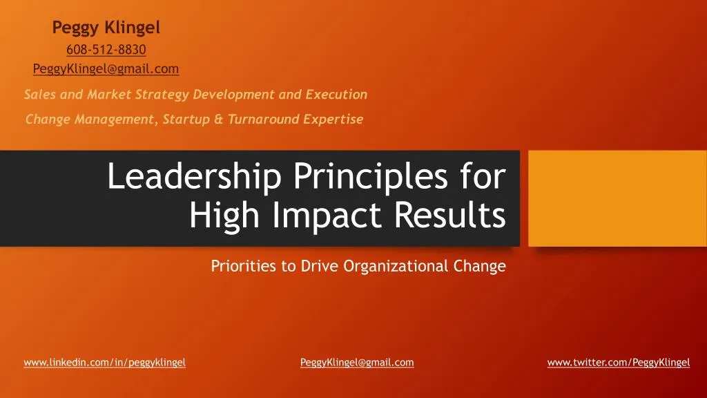 leadership principles for high i mpact r esults