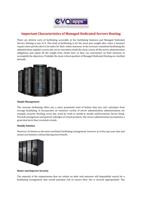 Important Characteristics of Managed Dedicated Servers Hosting