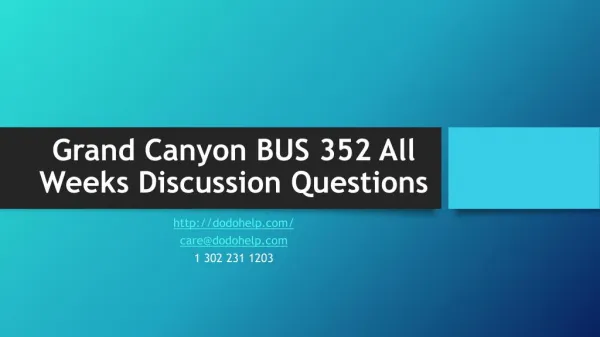 Grand Canyon BUS 352 All Weeks Discussion Questions