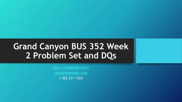 Grand Canyon BUS 352 Week 2 Problem Set and DQs