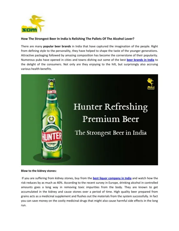 How The Strongest Beer In India Is Relishing The Pallets Of The Alcohol Lover?