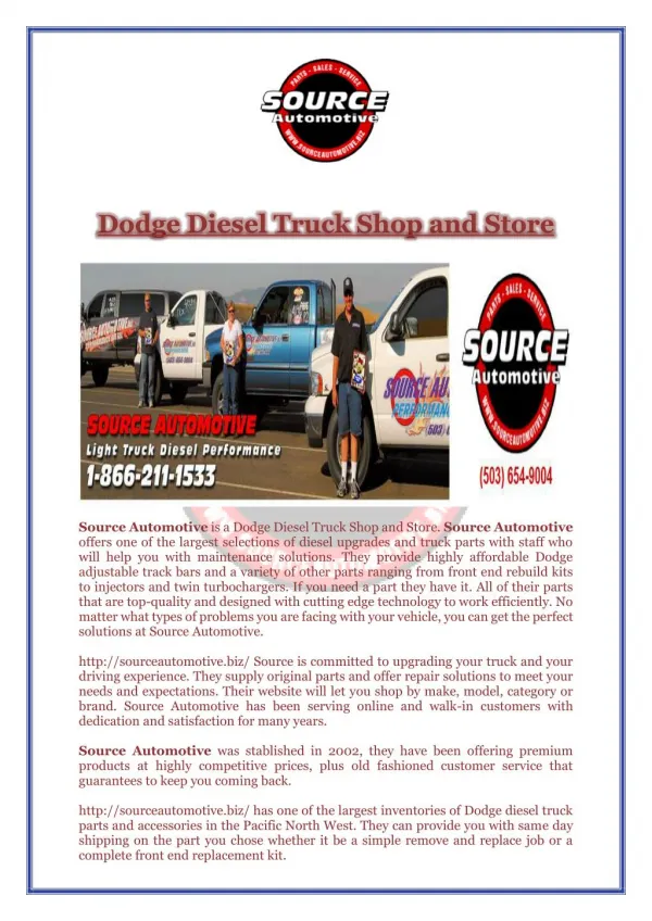 Dodge Diesel Truck Shop and Store