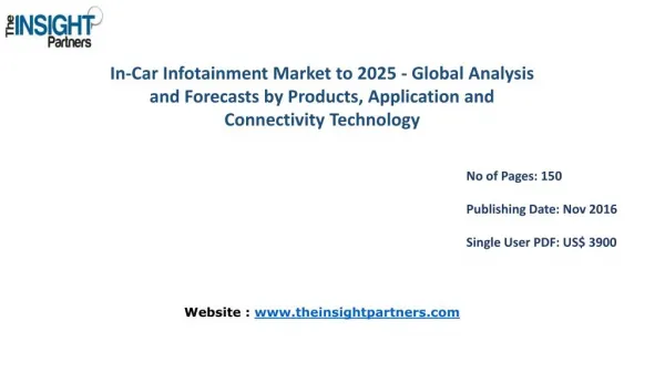 In-Car Infotainment Market: Key Trends, Demand, Growth, Size, Review, Share, Analysis to 2025 |The Insight Partners