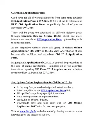 CDS Online Application Form - slide 1