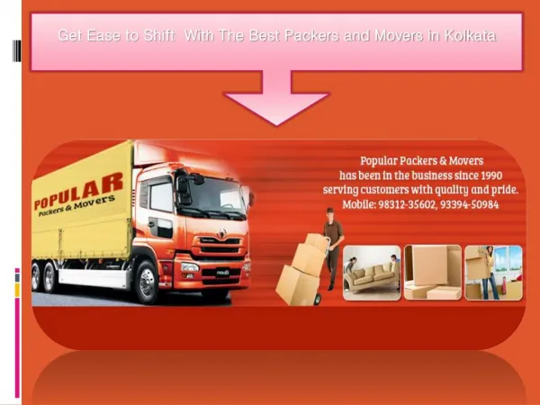 Get Ease to Shift With The Best Packers and Movers in Kolkata