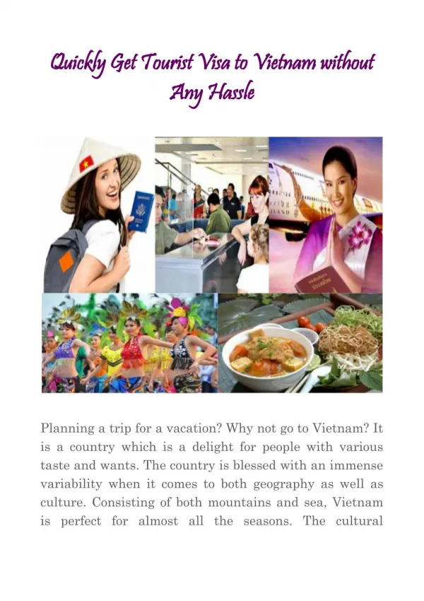 Quickly Get Tourist Visa to Vietnam without Any Hassle