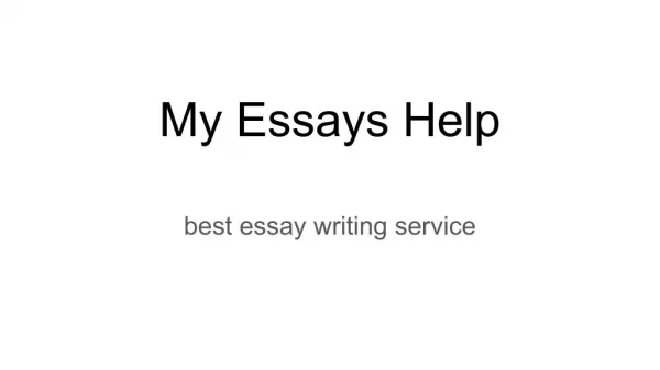 My Essays Help