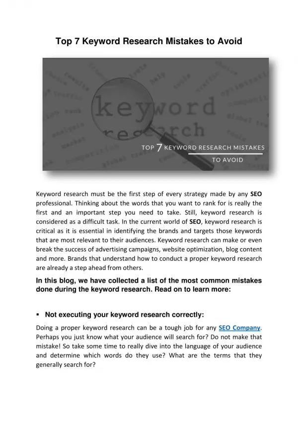 Top 7 Keyword Research Mistakes to Avoid