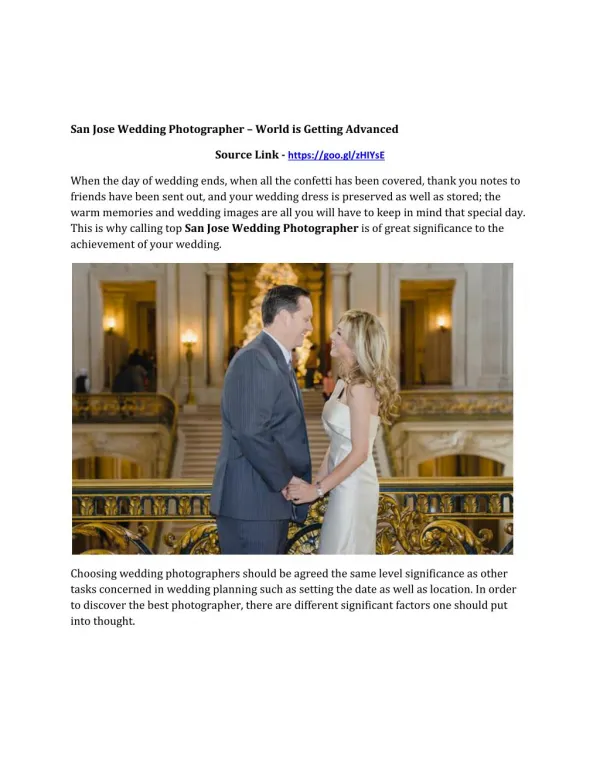 San Jose Wedding Photographer – World is Getting Advanced