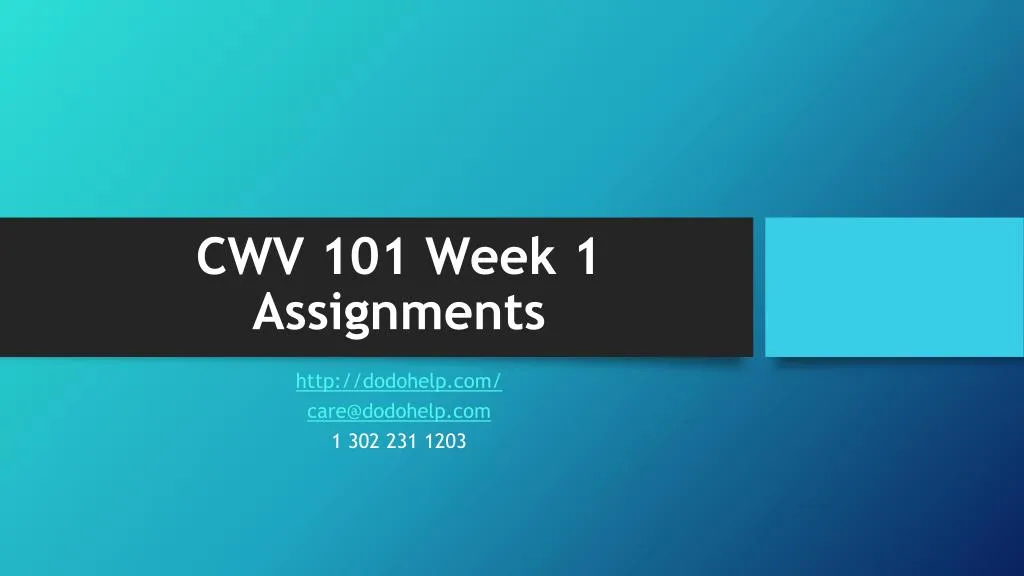 cwv 101 week 1 assignments