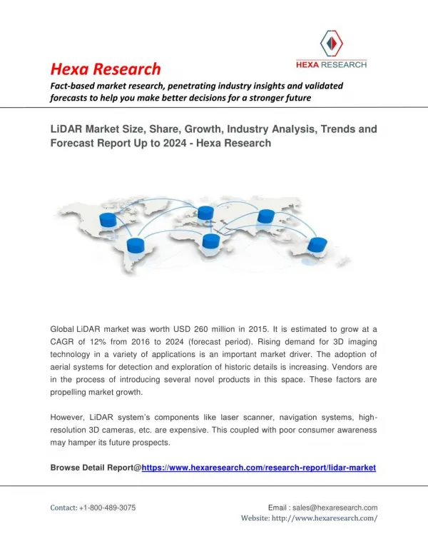 LiDAR Market Research Report - Global Industry Analysis, Size, Growth and Forecast to 2024 | Hexa Research