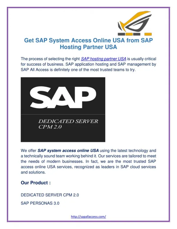 SAP System Access Online | SAP Hosting Partner USA |SAPallaccess