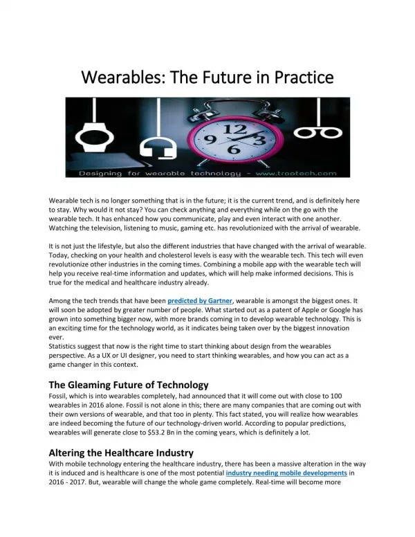Wearables: The Future In Practice
