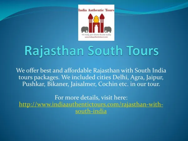 Rajasthan south tours