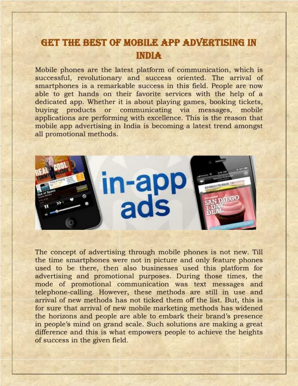Get the best of mobile app advertising in India