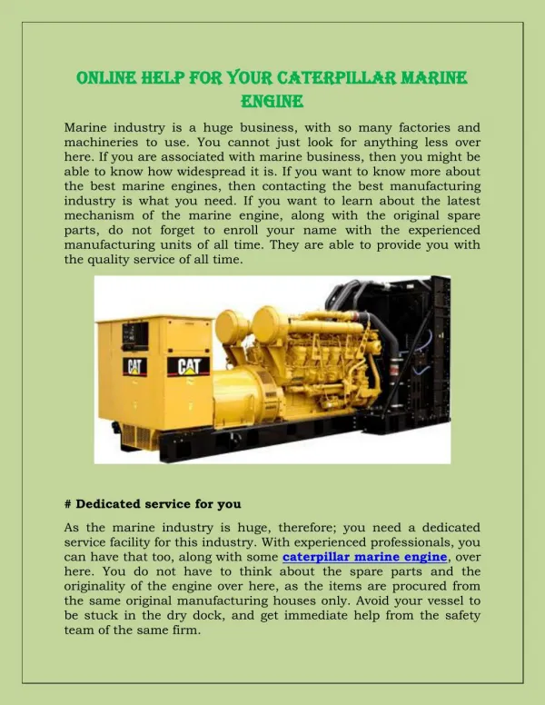 Online Help For Your Caterpillar Marine Engine