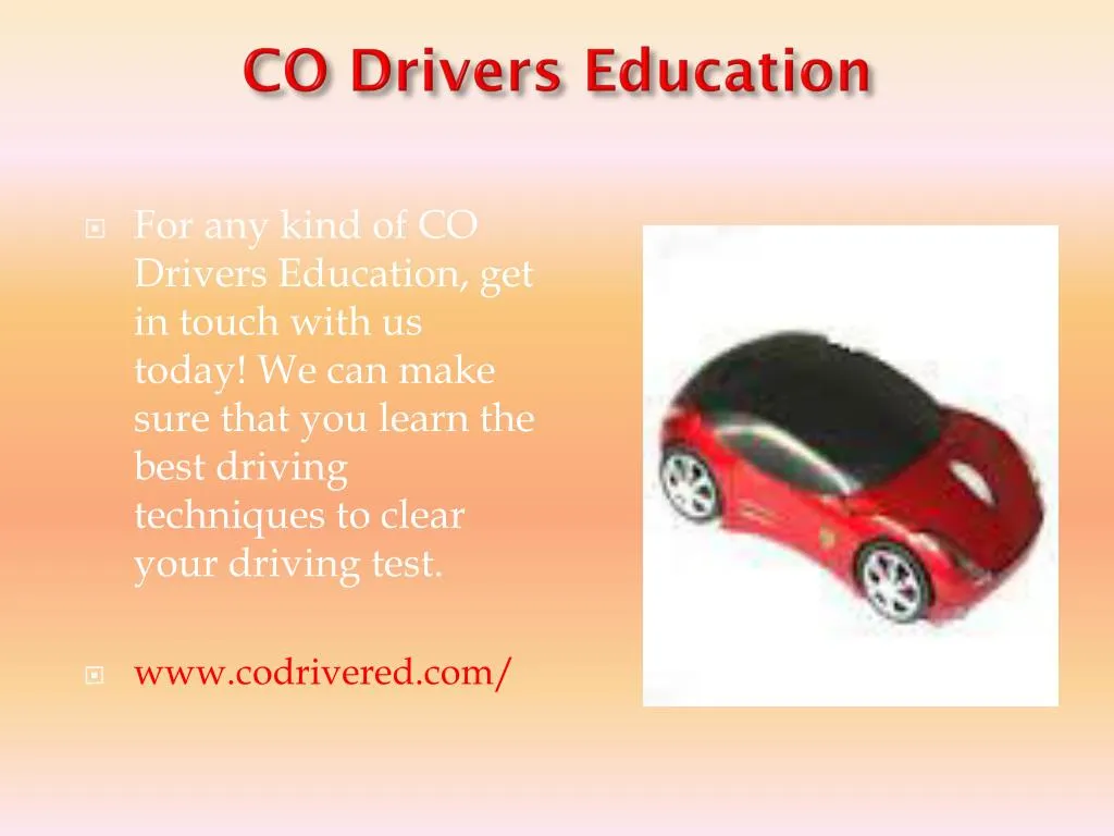 co drivers education