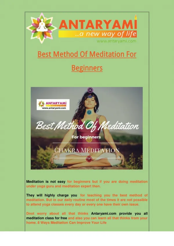 Best Method of Meditation for Beginners