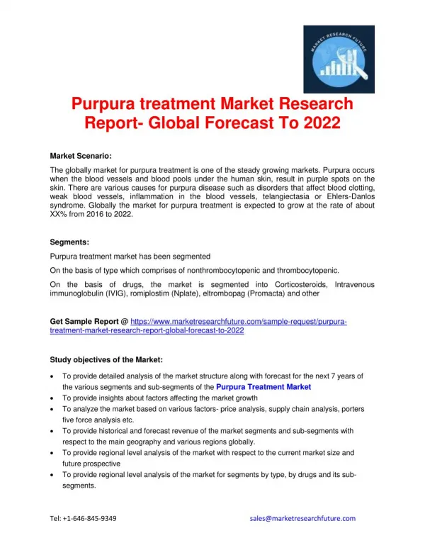 Purpura treatment Market Research Report- Global Forecast To 2022