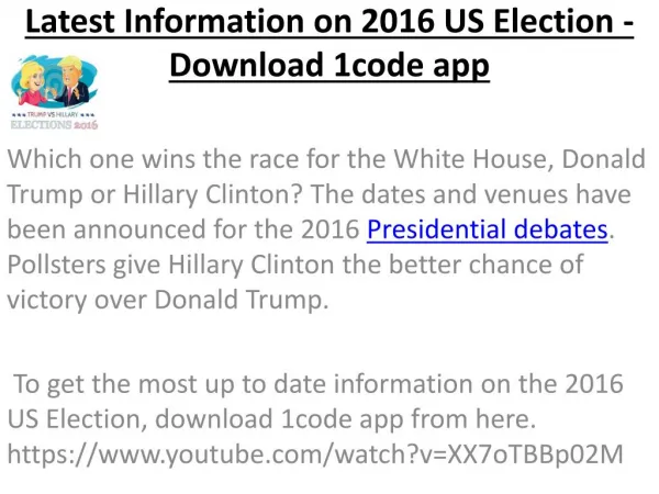 Download 1code app - Latest Information On 2016 US Election
