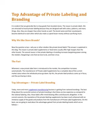 Top Advantage of Private Labeling and Branding - slide 1