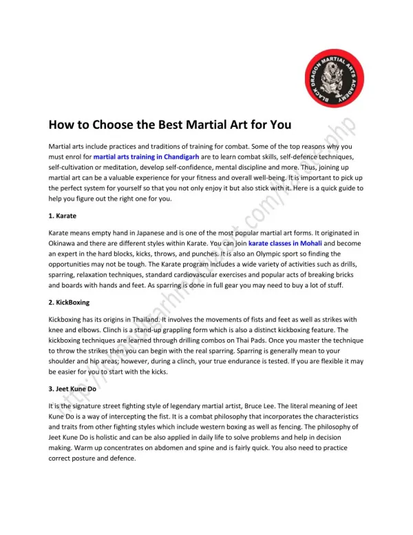 How to Choose the Best Martial Art for You