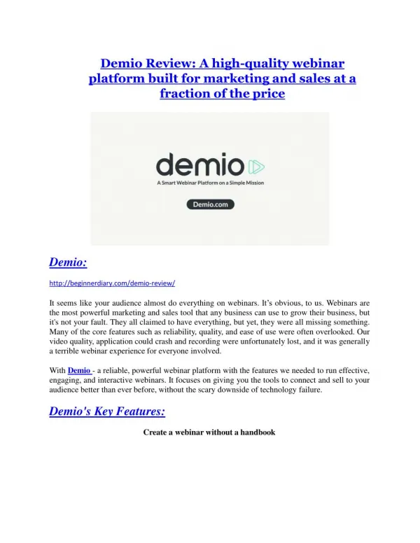 Demio review demo and premium bonus