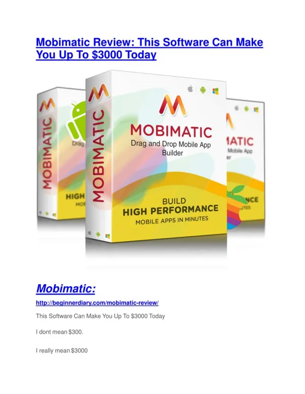 Mobimatic Review - (FREE) Bonus of Mobimatic