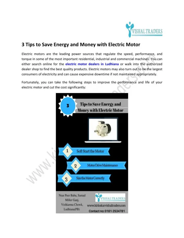 3 Tips to Save Energy and Money with Electric Motor