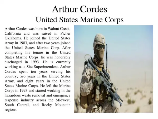 Arthur Cordes - United States Marine Corps