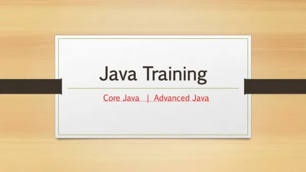 Java Training | Core Java and Advanced Java