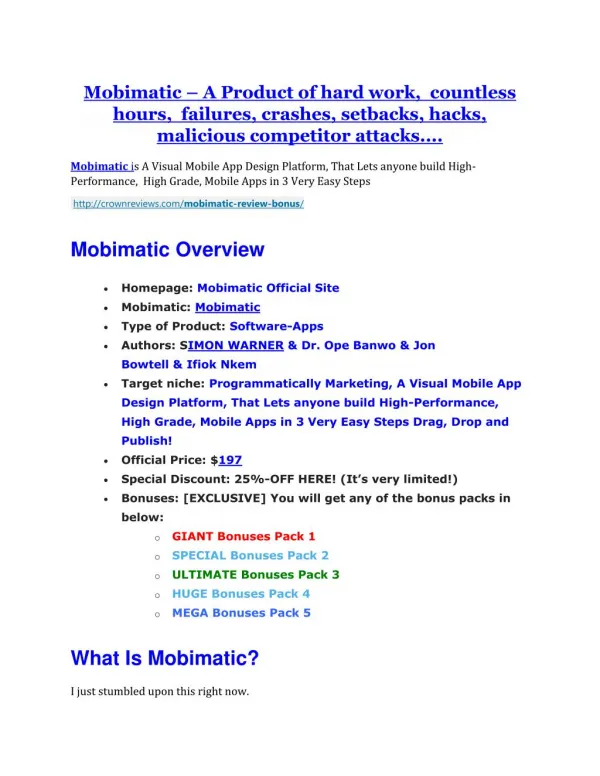 Mobimatic Review-(FREE) $32,000 Bonus & Discount