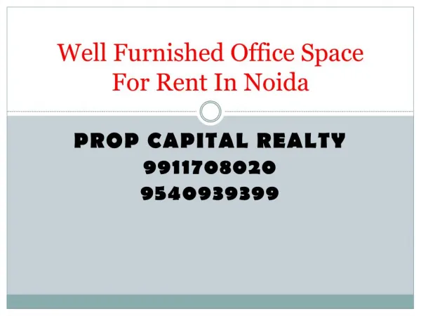 Fullyfurnished Office Space For Rent In Noida