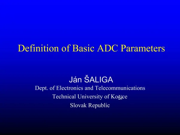 Definition of Basic ADC Parameters