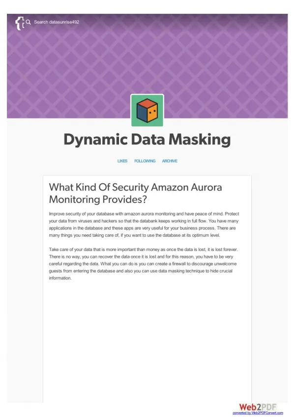 Dynamic data masking for security purpose