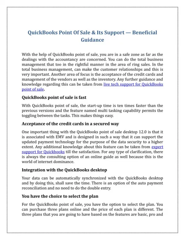 QuickBooks Point Of Sale & Its Support—Beneficial Guidance
