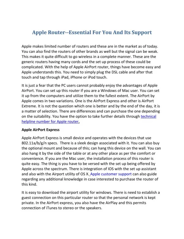 Apple Router--Essential For You And Its Support