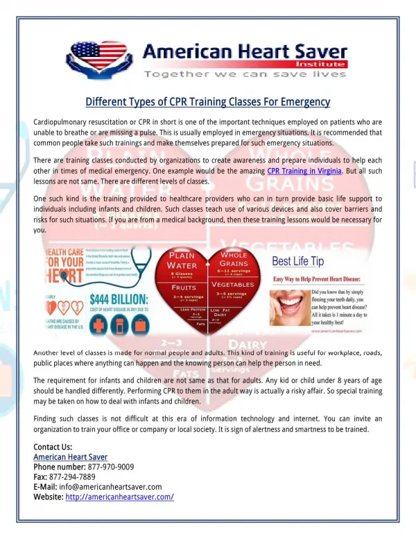 Different Types of CPR Training Classes For Emergency