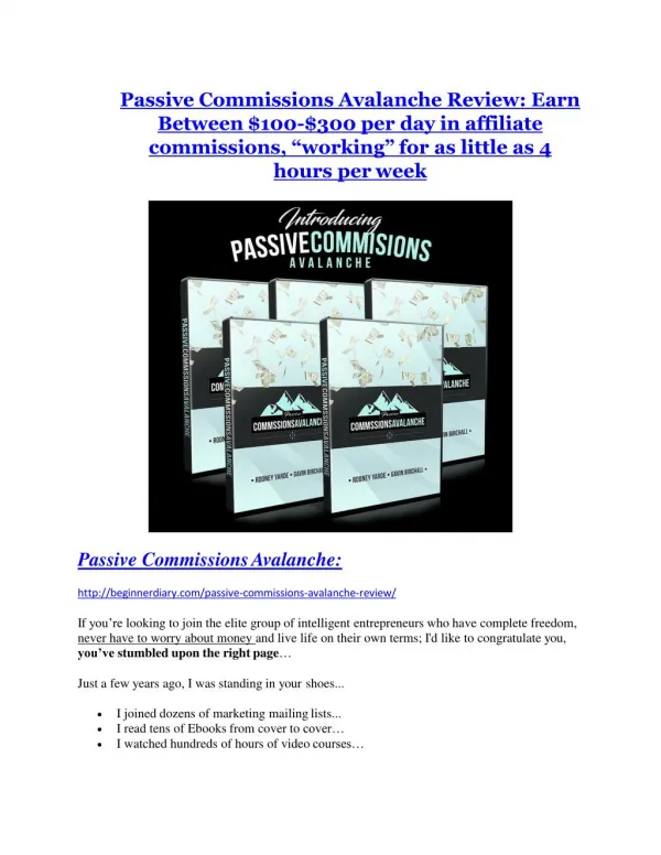 Passive Income Avalanche review & Passive Income Avalanche (Free) $26,700 bonuses