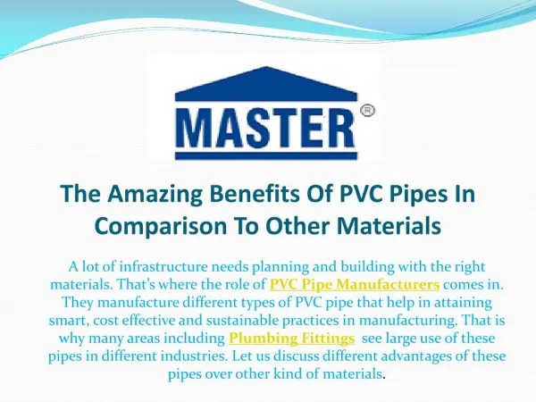 The Amazing Benefits Of PVC Pipes In Comparison To Other Materials