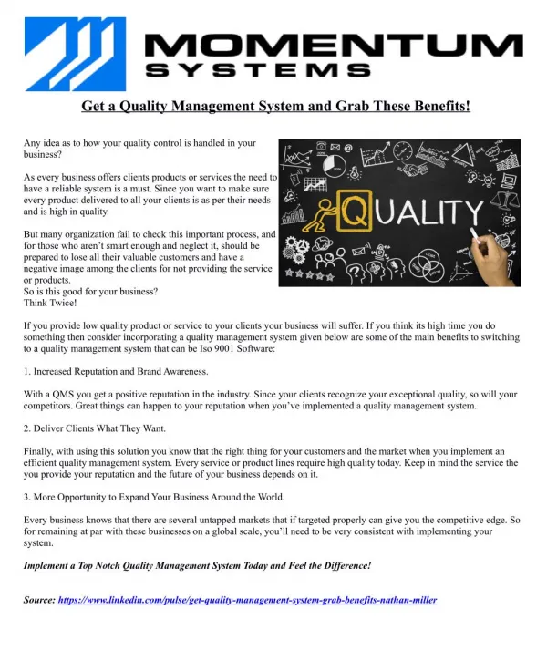 Get a Quality Management System and Grab These Benefits!