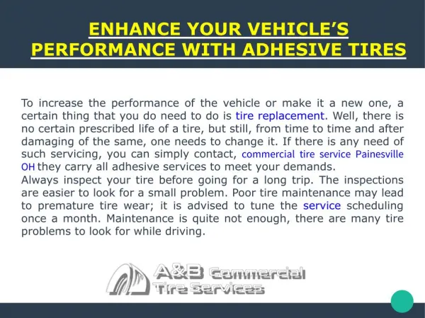 mobile tire service and Commercial tire repairs Painesville, Chardon and Hamden OH