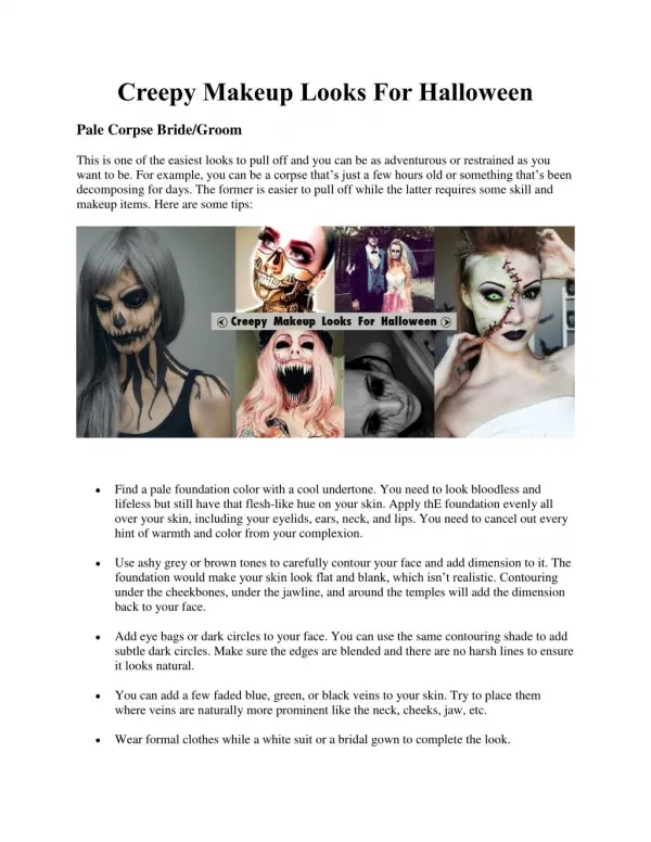 Creepy Makeup Looks For Halloween