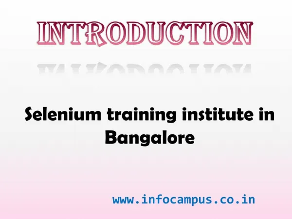 selenium training institute in Bangalore
